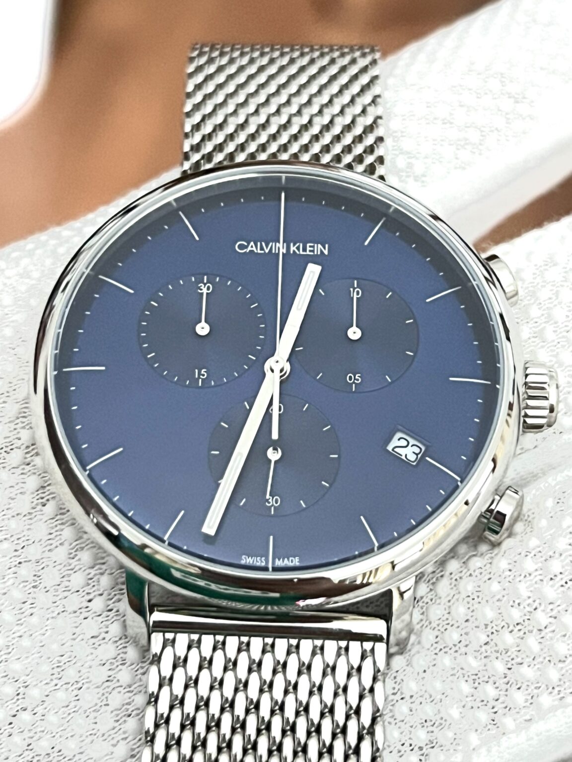 CALVIN KLEIN Swiss Made Chronograph Quartz Blue Dial Watch