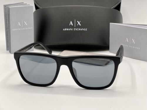 IMG_3620 ARMANI EXCHANGE Light grey mirror black Square Men's Sunglasses