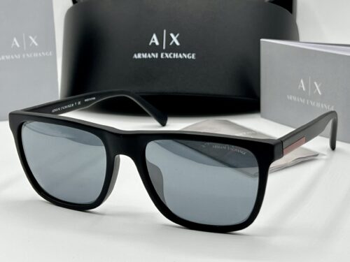 IMG_3630 ARMANI EXCHANGE Light grey mirror black Square Men's Sunglasses