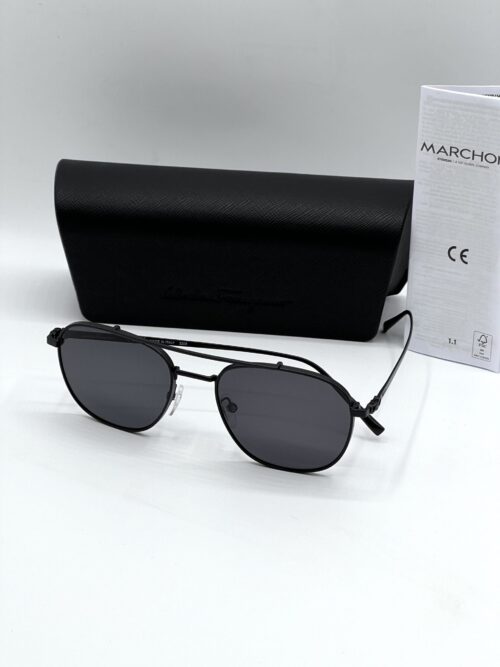 IMG_7009 SALVATORE FERRAGAMO Dark Grey Pilot Men's Sunglasses