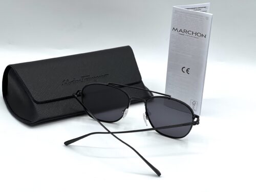 IMG_7044 SALVATORE FERRAGAMO Dark Grey Pilot Men's Sunglasses