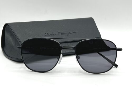IMG_7051 SALVATORE FERRAGAMO Dark Grey Pilot Men's Sunglasses