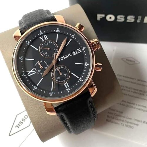 Fossil Chronograph Navy Leather Watch