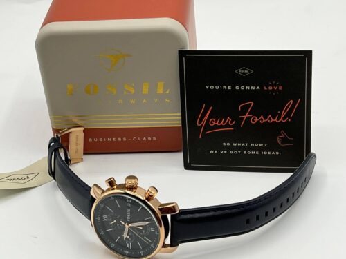 Fossil Chronograph Navy Leather Watch