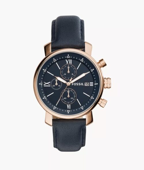 Fossil Chronograph Navy Leather Watch