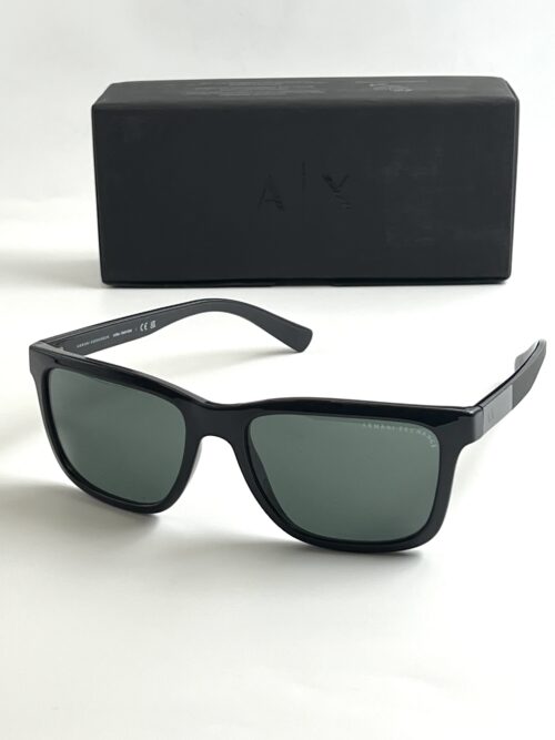 IMG_7439 Armani Exchange Grey Green Rectangular Men's Sunglasses