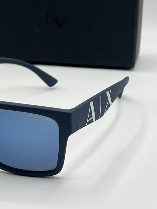 IMG_7043 Armani Exchange Mirrored Blue Rectangular Men's Sunglasses