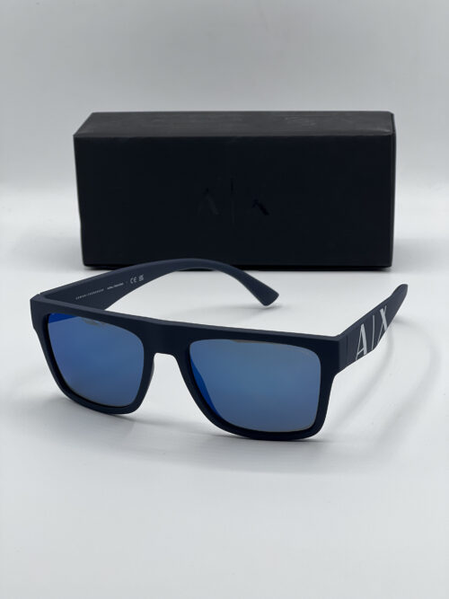 IMG_7045 Armani Exchange Mirrored Blue Rectangular Men's Sunglasses