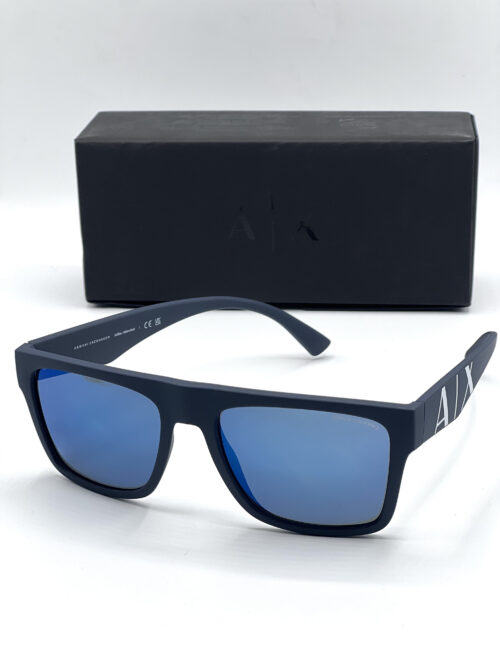 IMG_7048 Armani Exchange Mirrored Blue Rectangular Men's Sunglasses