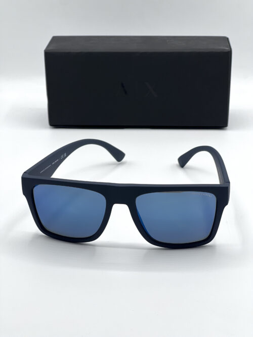 IMG_7051 Armani Exchange Mirrored Blue Rectangular Men's Sunglasses