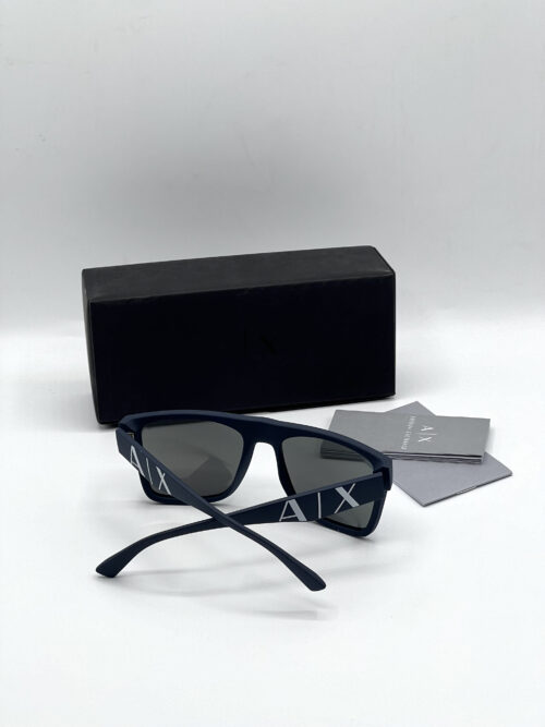 IMG_7060 Armani Exchange Mirrored Blue Rectangular Men's Sunglasses